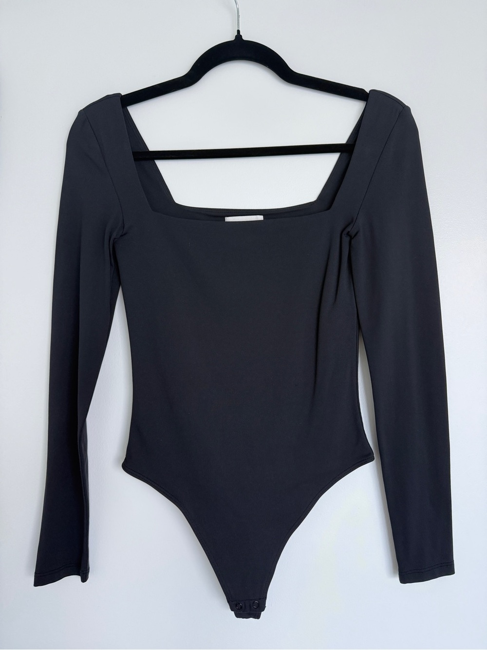 Babaton Black Long-Sleeve Square-Neck Bodysuit